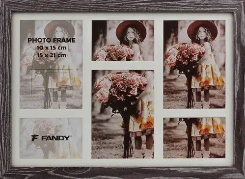 Fotorámeček dřevěný Narvik gallery 05 2 tmavě hnědý - 6 foto, rozměr rámečku 56,5 x 41 cm
