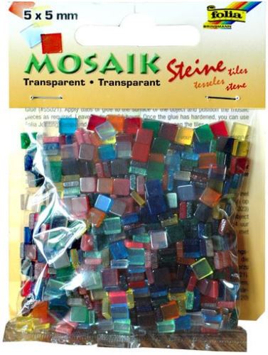 Mozaika průhledná 5x5mm, pryskyřice, 45g, 830ks - mix barev