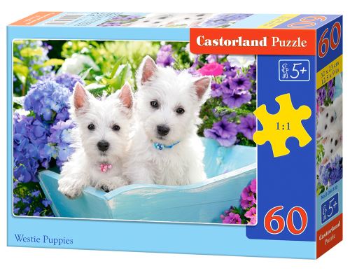 Puzzle Castorland 60 dílků - Bílá štěňátka