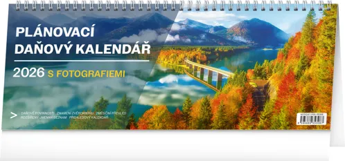 Stolní kalendář 2026 NOTIQUE - Plánovací daňový s fotografiemi, 33 x 12,5 cm