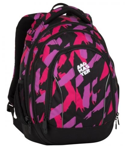 Bagmaster studentský batoh SUPERNOVA 8 B Black/Pink/Violet, 3 roky záruka