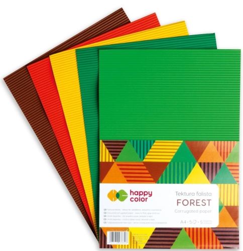 Vlnitý karton A4, 5 listů, mix lesních a podzimních barev
