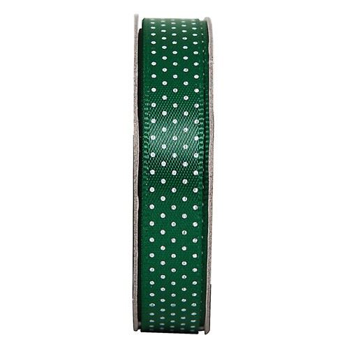 Stuha saténová puntík zelená (3m)