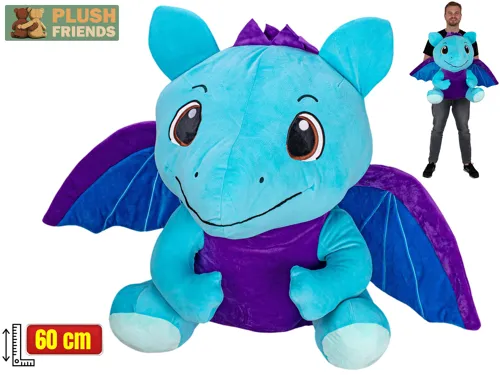 Plyšový drak Plush Friends sedící 60 cm - modrý