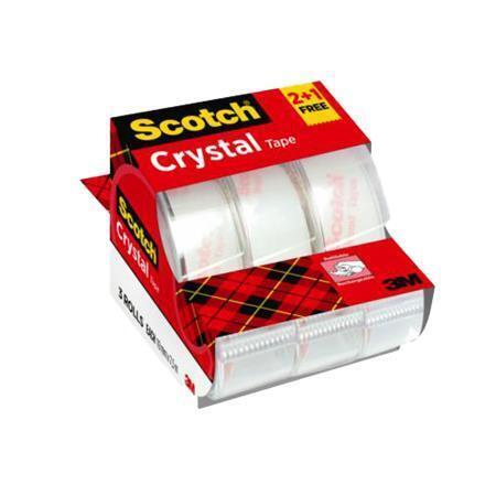 Levně Lepicí páska s odvíječem SCOTCH Crystal, 2+1 zdarma, 19 mm x 7,5 m
