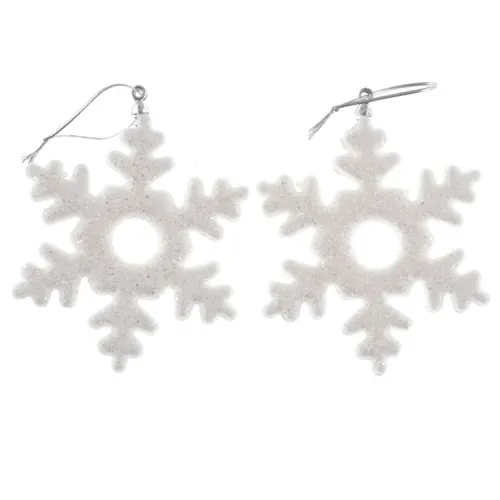 Závěs Vločka 11cm, 2ks polystyren, GLITTER, bílá