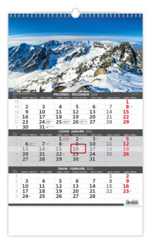 Nástěnný kalendář Helma 2025 - Tříměsíční - Hory