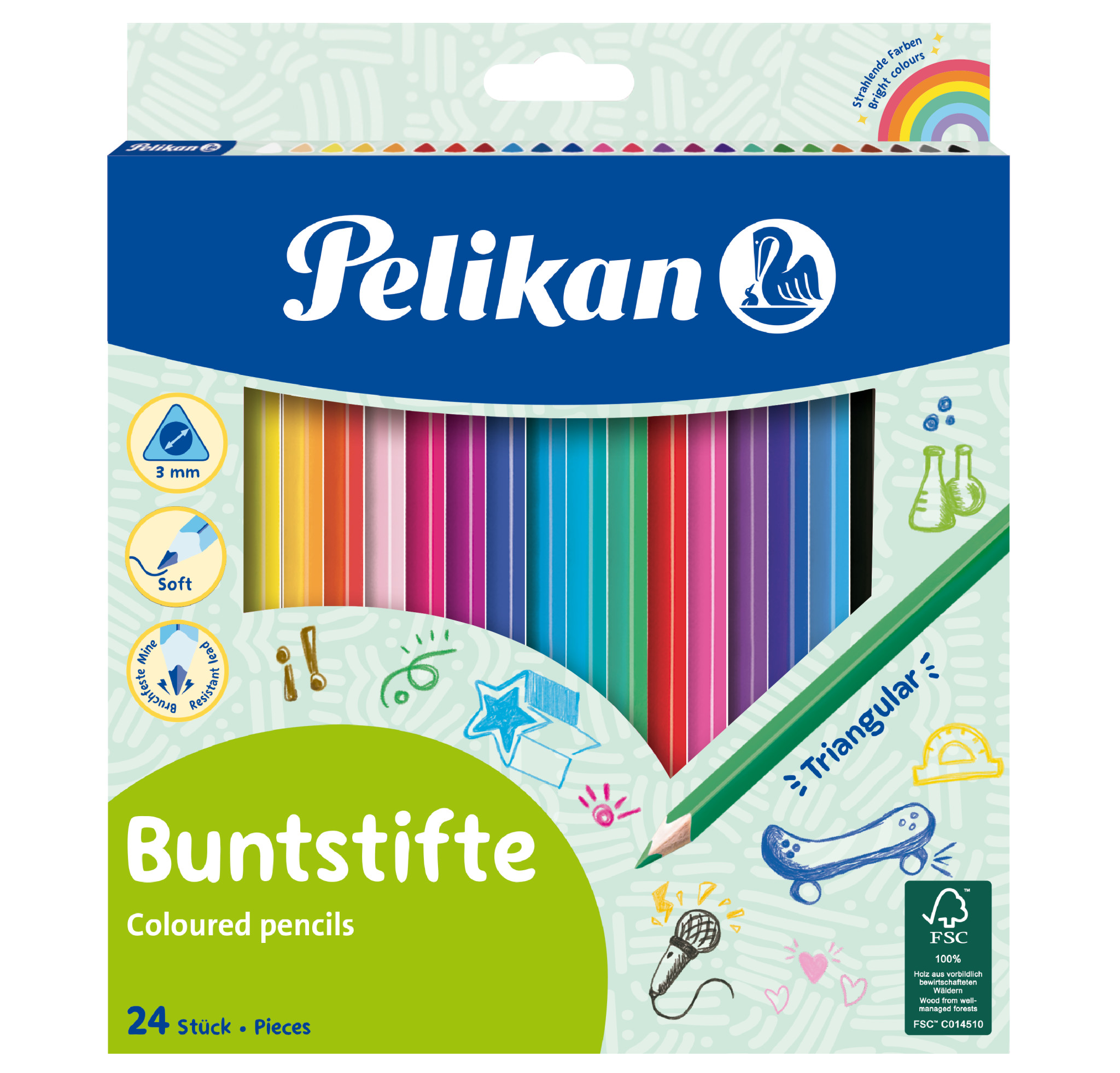 Levně Pastelky trojhranné Pelikan - 24 barev