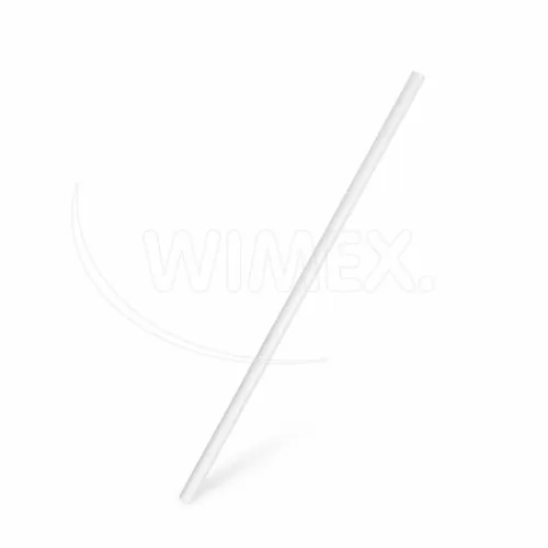 Slámka papírová rovná, bílá 20 cm, Ø 6 mm - 100ks