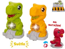 Dinosaurus 11 cm jezdící na natažení se světlem na baterie - mix barev