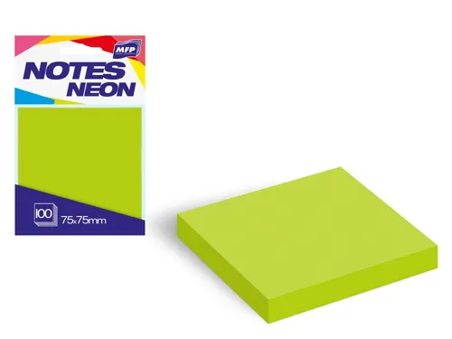 Bloček samolepící 75x75mm 100 listů zelený neon
