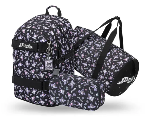 Školní batohový set 3-dílný Baagl Skate Kuromi Black