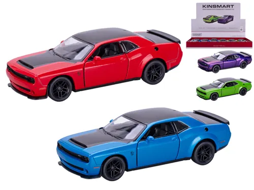 Auto Kinsmart Dodge Challenger SRT 170 1:40, 12,5 cm na zpětné natažení - mix barev
