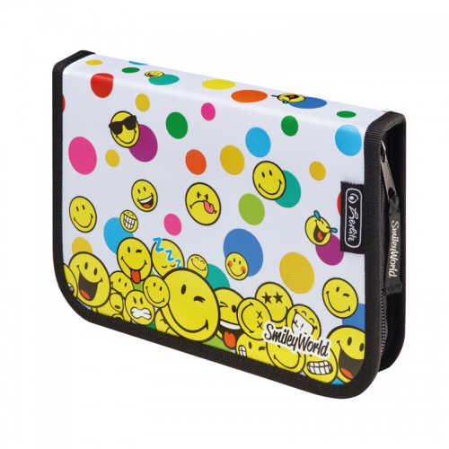 Levně Školní penál Herlitz 1-patrový 1 chlopeň vybavený - SmileyWorld Rainbow Faces