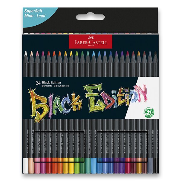 Levně Pastelky trojhranné Faber-Castell Black Edition, 24 barev