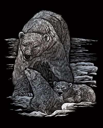 Škrabací obr. stříbrný ROYAL & LANGNICKEL - Lední medvědi
