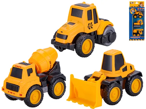 Auto stavební kovové 7–8,5 cm na zpětné natažení, 3 ks - mix motivů