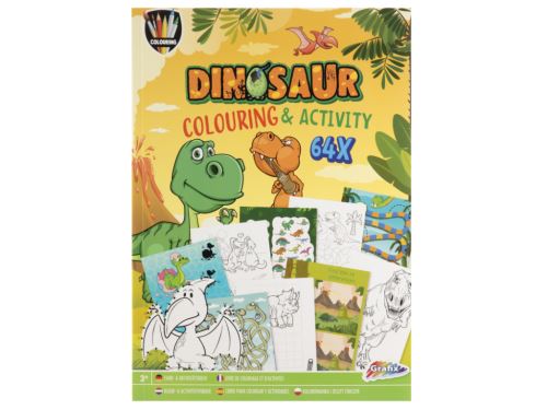 Kniha s omalovánkami a aktivitami Dino A4, 64 listů