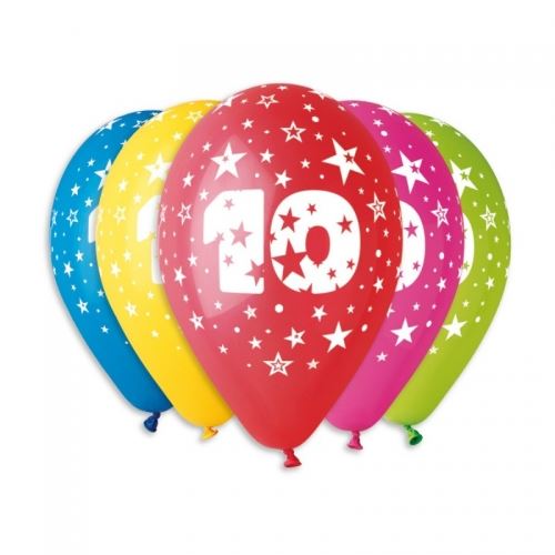 Balónky nafukovací průměr 30cm – potisk číslice "10", 10ks