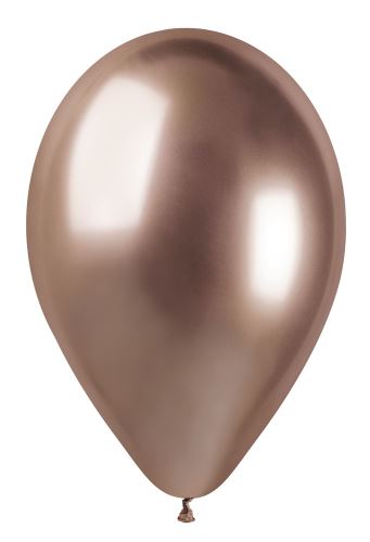 Balónky nafukovací chromové průměr 33cm - SHINY rosegold, 10 ks