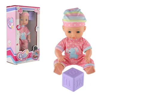 Panenka miminko pevné tělo s kostkou 25 cm