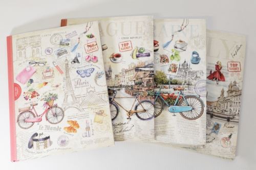 Designová záznamní kniha Fresh, ohebné desky, formát A4, 120ls, čtvereček - mix motivů 1