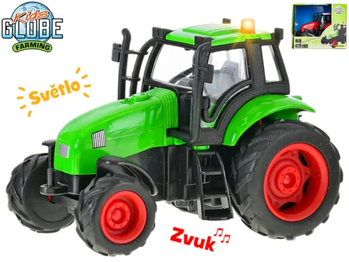Traktor Kids Globe Farming kovový 11 cm na setrvačník se světlem a zvukem na baterie - mix barev