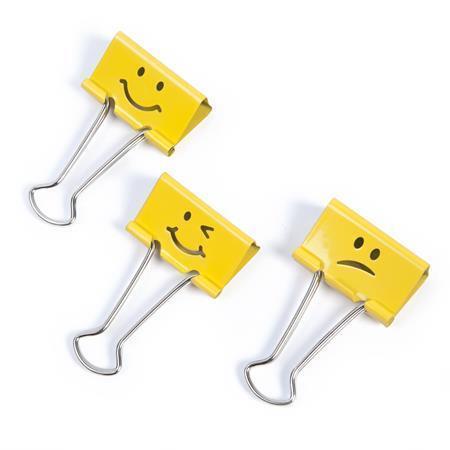 Levně Klipy na dokumenty "Emoji" žlutá 19 mm, RAPESCO, 20ks