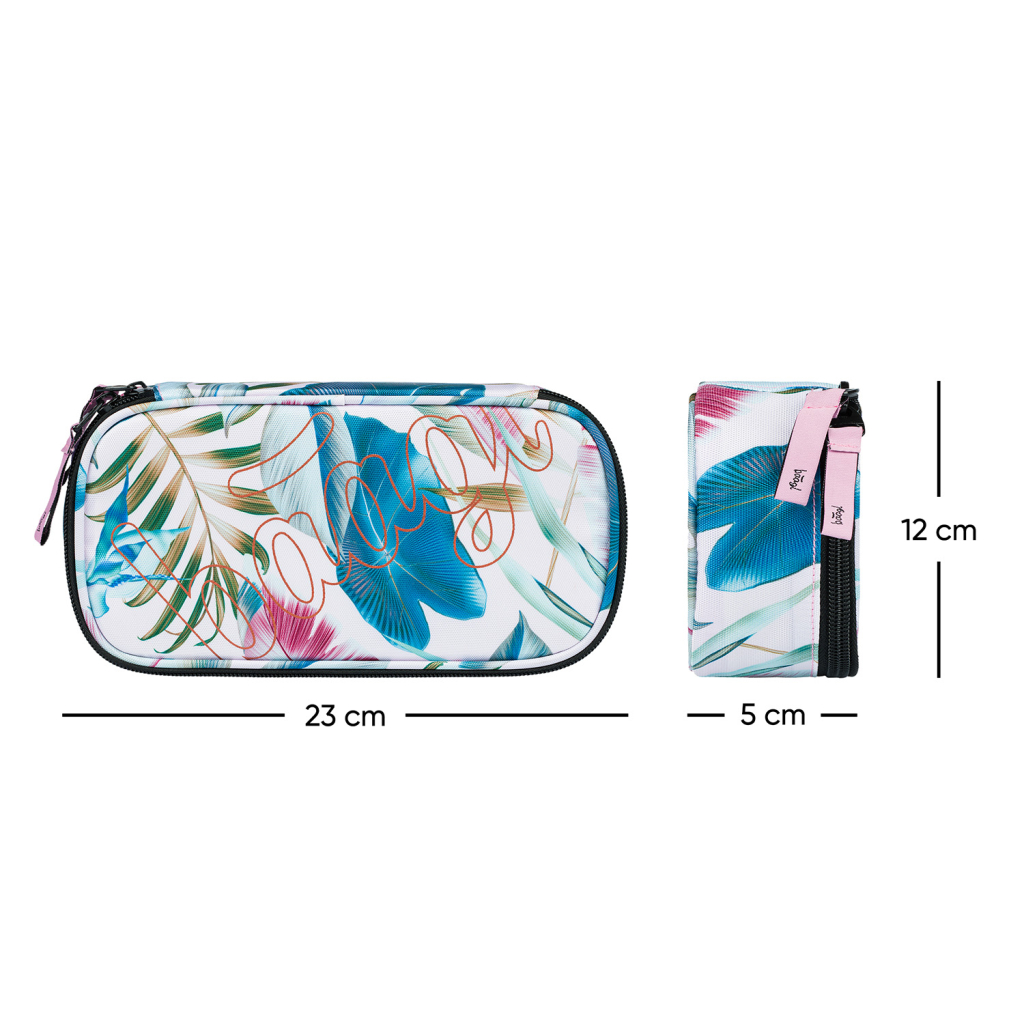 Rozměry penálu Baagl Skate Leafs – šířka 23 cm, výška 12 cm, hloubka 5 cm