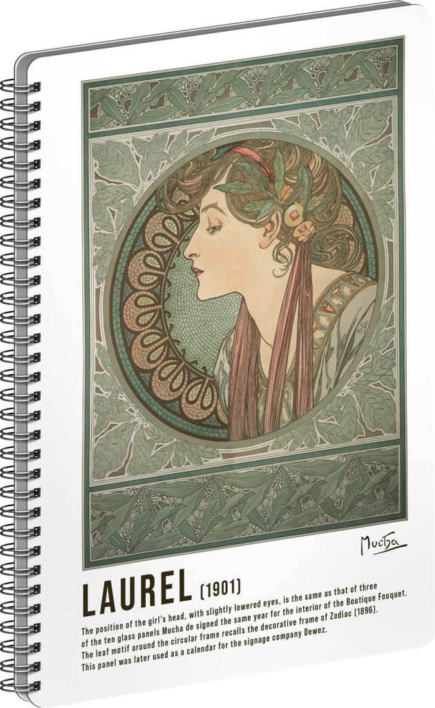 Levně Spirálový blok Alfons Mucha - Laurel, linkovaný