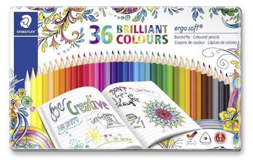 Barevné pastelky "Ergo Soft", 36 barev, trojúhelníkový tvar, edice Johanna Basford, STAEDTLER