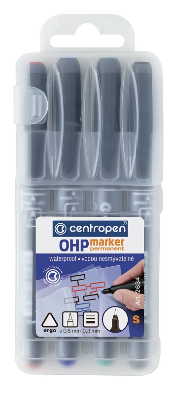 Levně Popisovač Centropen OHP 2634 S permanentní - sada 4ks