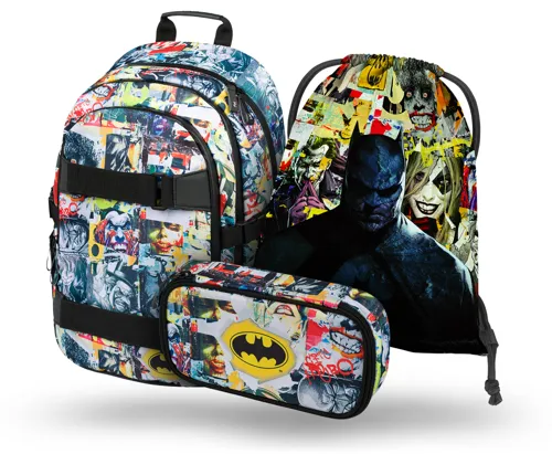 Školní batohový set 3-dílný Baagl Skate Batman Komiks