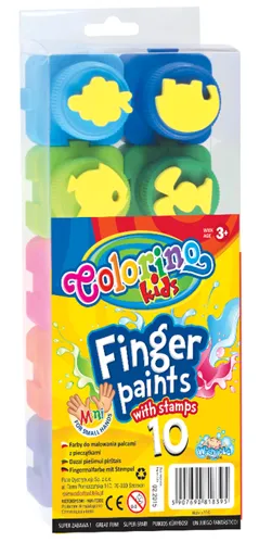 Barvy prstové 10ks s razítky Colorino
