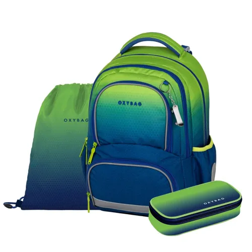 Školní batohový set 3dílný OXY NEXT Ombre Green
