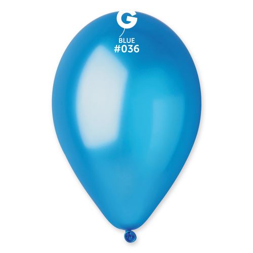 Balónky nafukovací průměr 26cm - metalická modrá 036, 10 ks