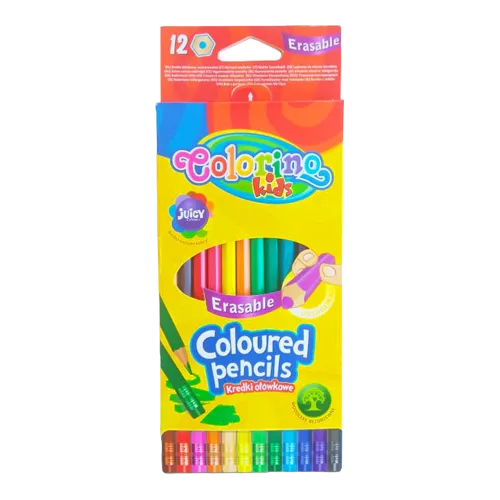 Pastelky šestihranné Colorino, s barevnou pryží, 12 barev