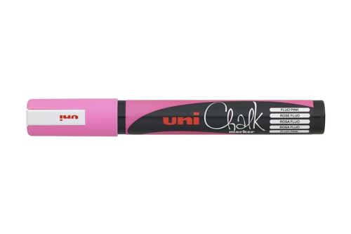 Křídový popisovač UNI Chalk Marker PWE-5M, 1,8-2,5 mm - fluo růžový
