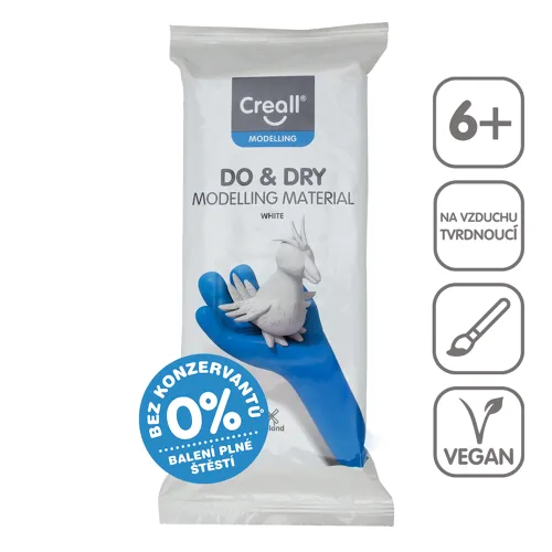 Samotvrdnoucí modelovací hmota Creall DO&DRY, hypoalergenní, 500 g, bílá
