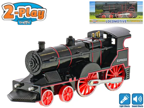 Lokomotiva 2-Play Traffic kovová 14 cm na zpětné natažení se světlem a zvukem na baterie