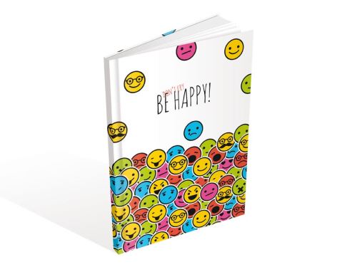 Záznamová kniha A4 MFP 100ls, čistá - Smajlíci + nápis "don´t cry, be happy"
