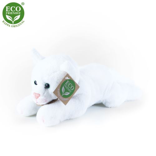 Plyšová kočka ležící bílá 18 cm ECO-FRIENDLY