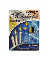 Vánoční svíčky na stromeček 9,5cm, 12ks, metalické - zlaté (1)