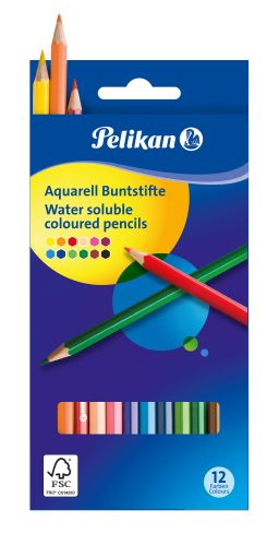 Pastelky akvarelové šestihranné Pelikan - 12 barev