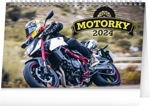 Stolní kalendář Presco Group 2024 - Motorky, 23,1 × 14,5 cm