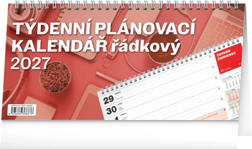 Stolní kalendář 2027 Notique Plánovací řádkový, 25 x 12,5 cm