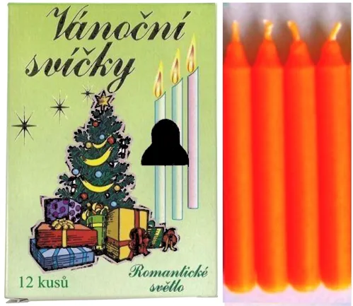 Vánoční svíčky na stromeček 9,5cm, 12ks - oranžové