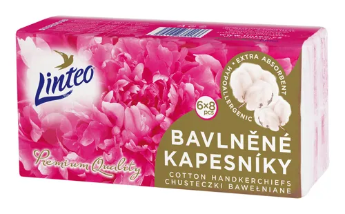 Bavlněné kapesníky Linteo Premium 8ks, 1-vrstvé - prodej jen po 6ks