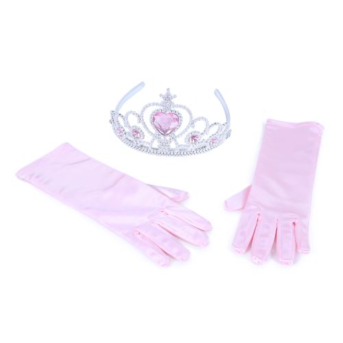 Sada princezna rukavice s korunkou - růžová