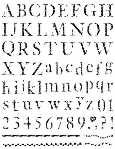 Gelová razítka na archu 14x18cm - Abeceda, čísla, bordury